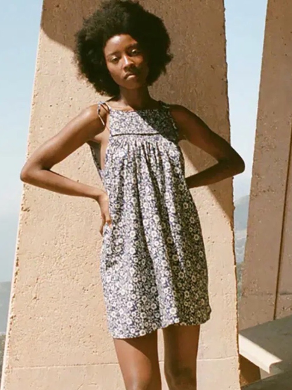 Doen Marjorie Mini Dress in Blue Jessamine Calico